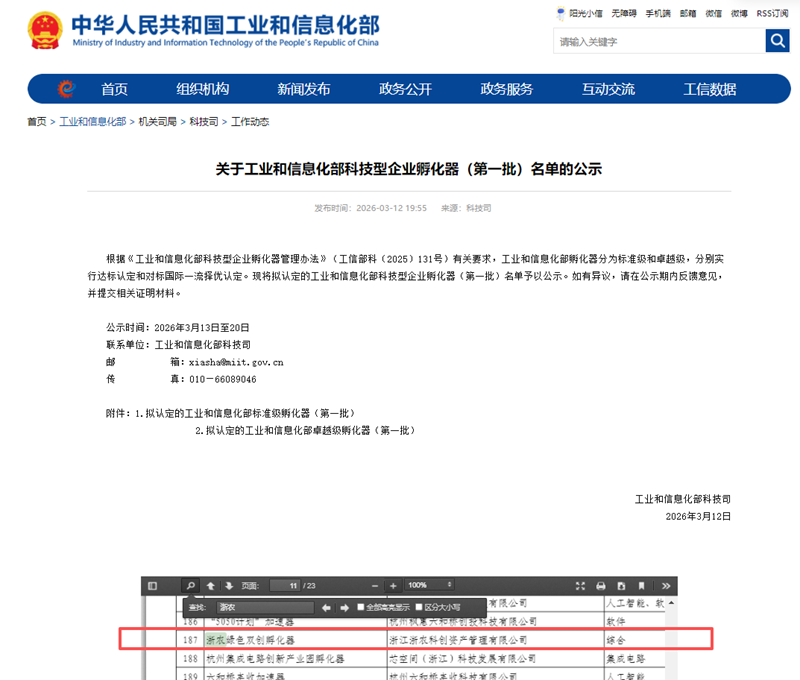 浙農(nóng)綠色雙創(chuàng)孵化器入選工信部首批部級科技企業(yè)孵化器